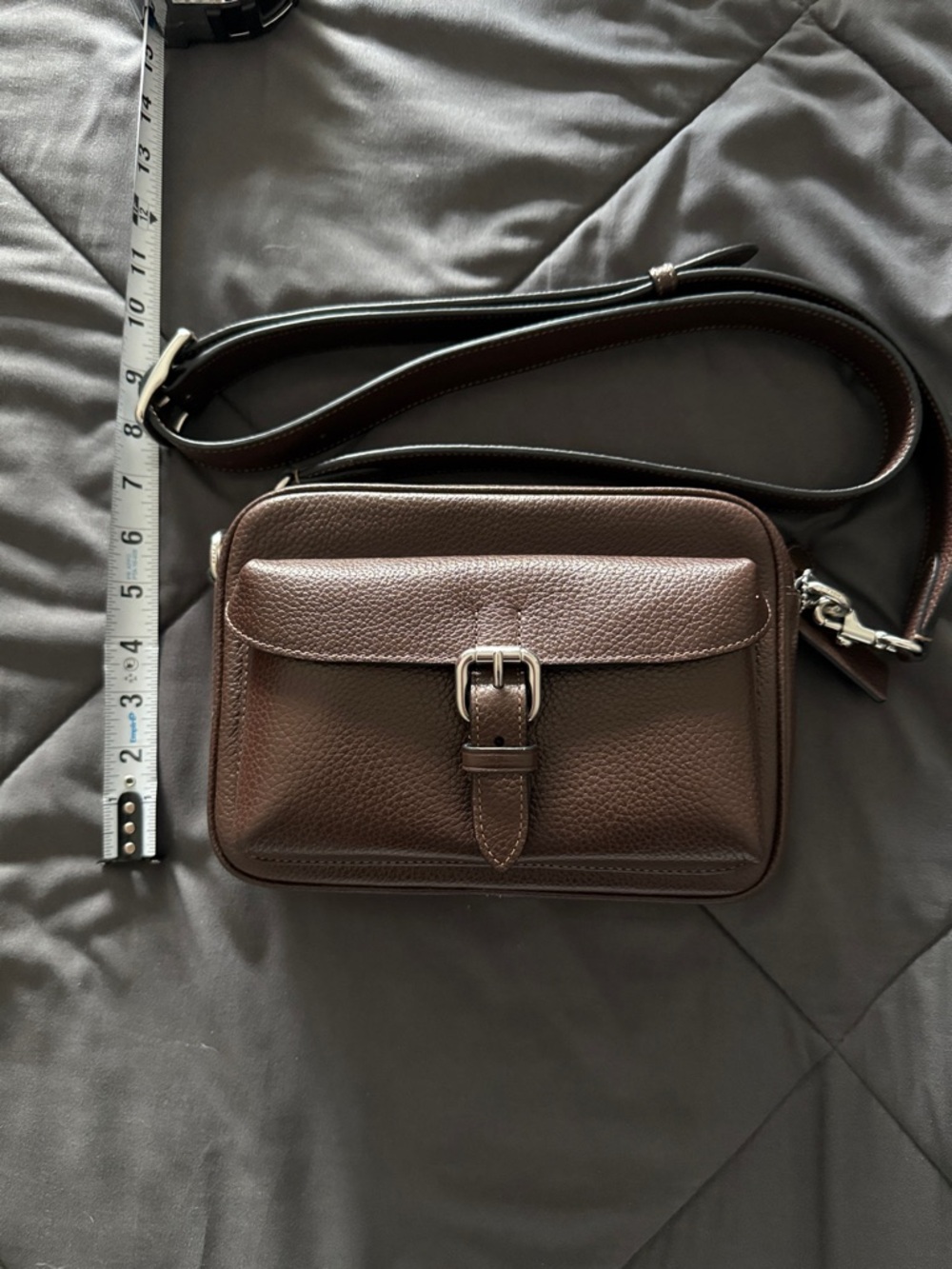 Men's Coach Warner Crossbody Brown Pebbled Leather Bag - Picture 3 of 5